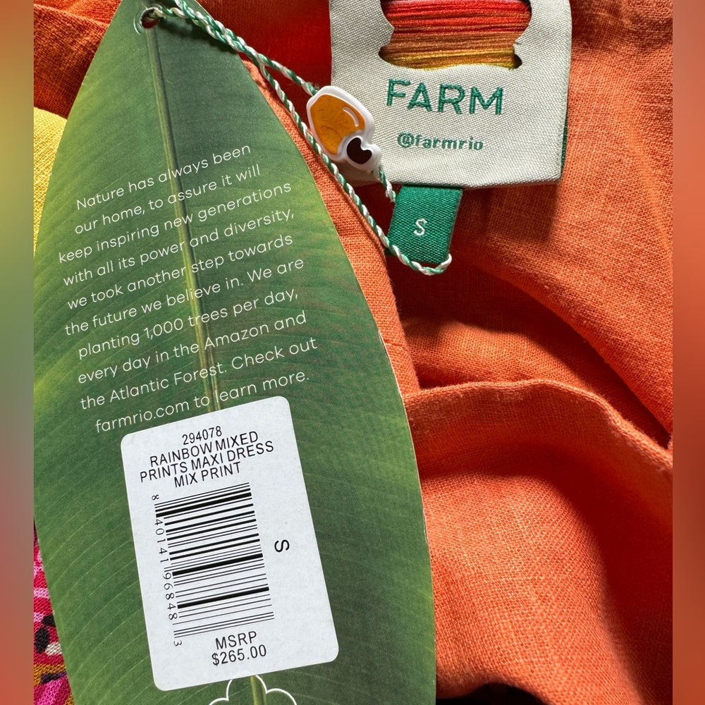 Farm Rio Rainbow Mixed Prints Maxi Dress Tropical Boho Gypsy - Picture 13 of 14